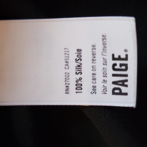 PAIGE Silk Sheer Embroidered Tank Top Black Geometric Overlay Top Large - Picture 5 of 6